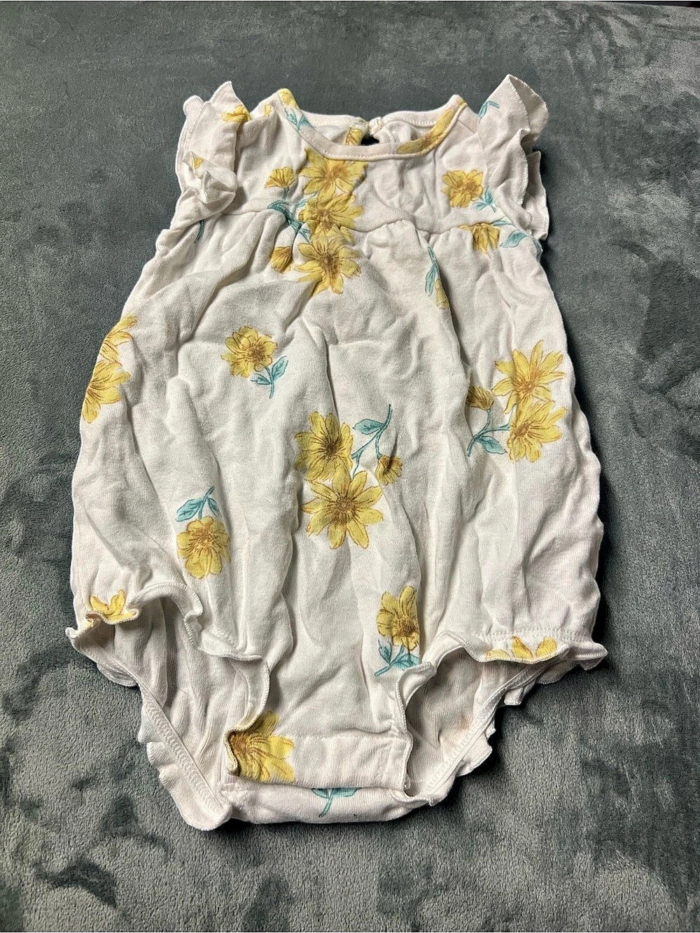 Carter's Floral Bodysuit in White & Yellow Baby 9M